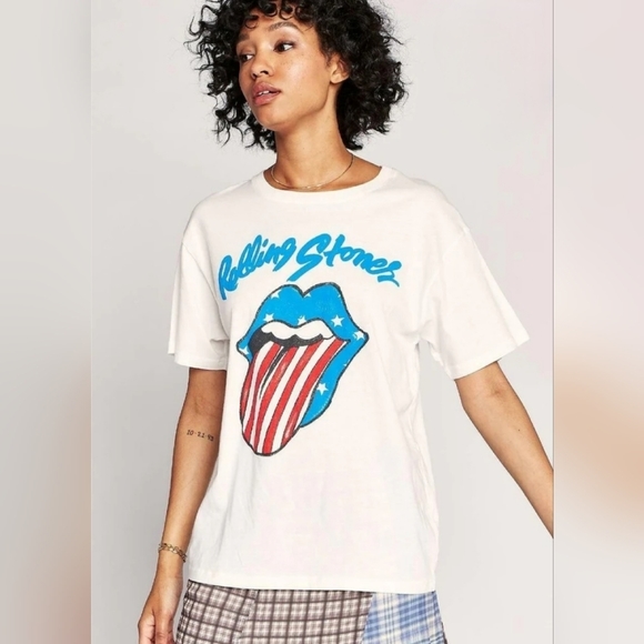 Daydreamer Tops - NWT Daydreamer Rolling Stones Stars and Stripes Boyfriend Tee Small